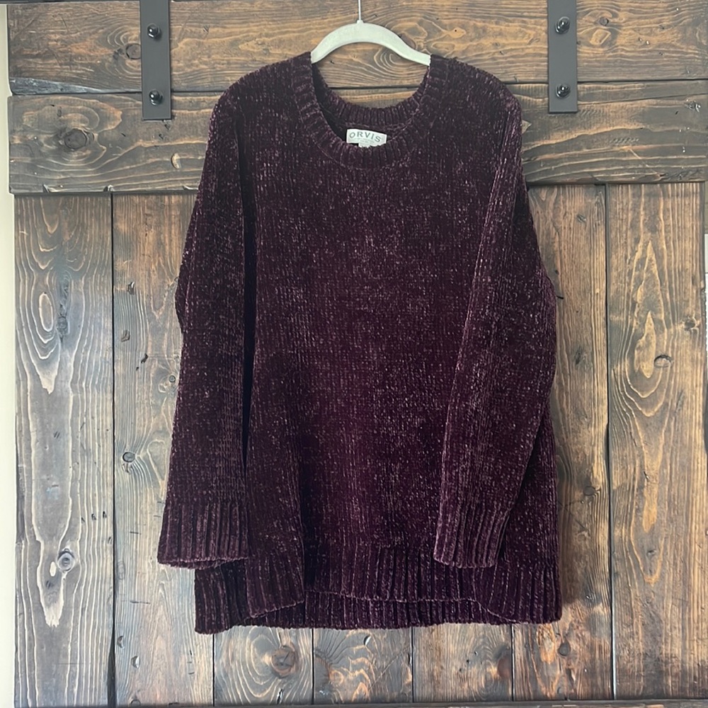 Orvis Crewneck Pullover Longsleeve Chenille Sweater Eggplant